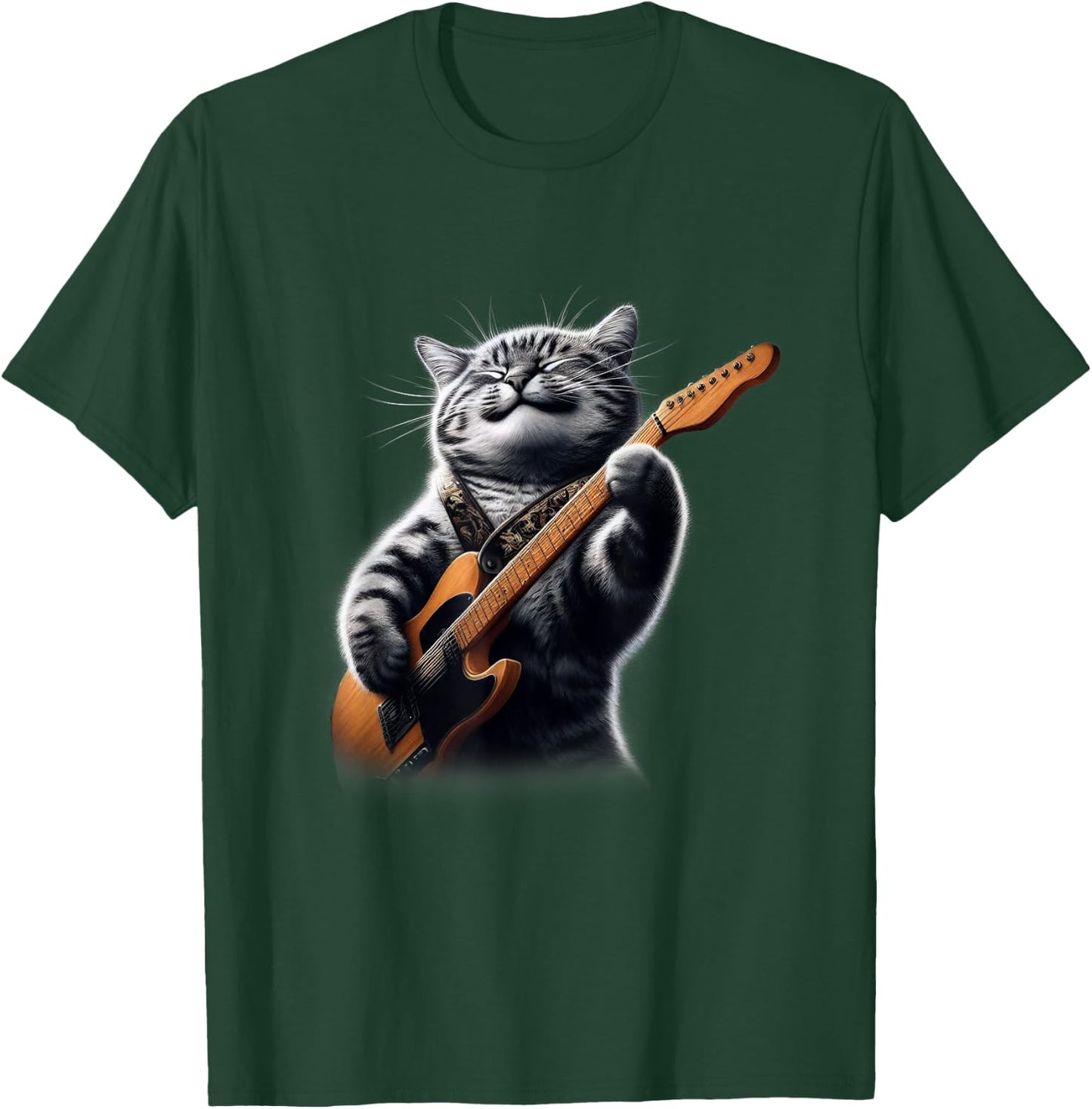 Cat Playing Guitar - Funny Rock Music Guitar Cat Men Women Kids T-Shirt - T-Shirt | Forest
