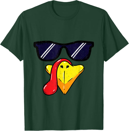 Turkey Face Thanksgiving Day Pilgrim Trot Costume T-Shirt - T-Shirt | Forest