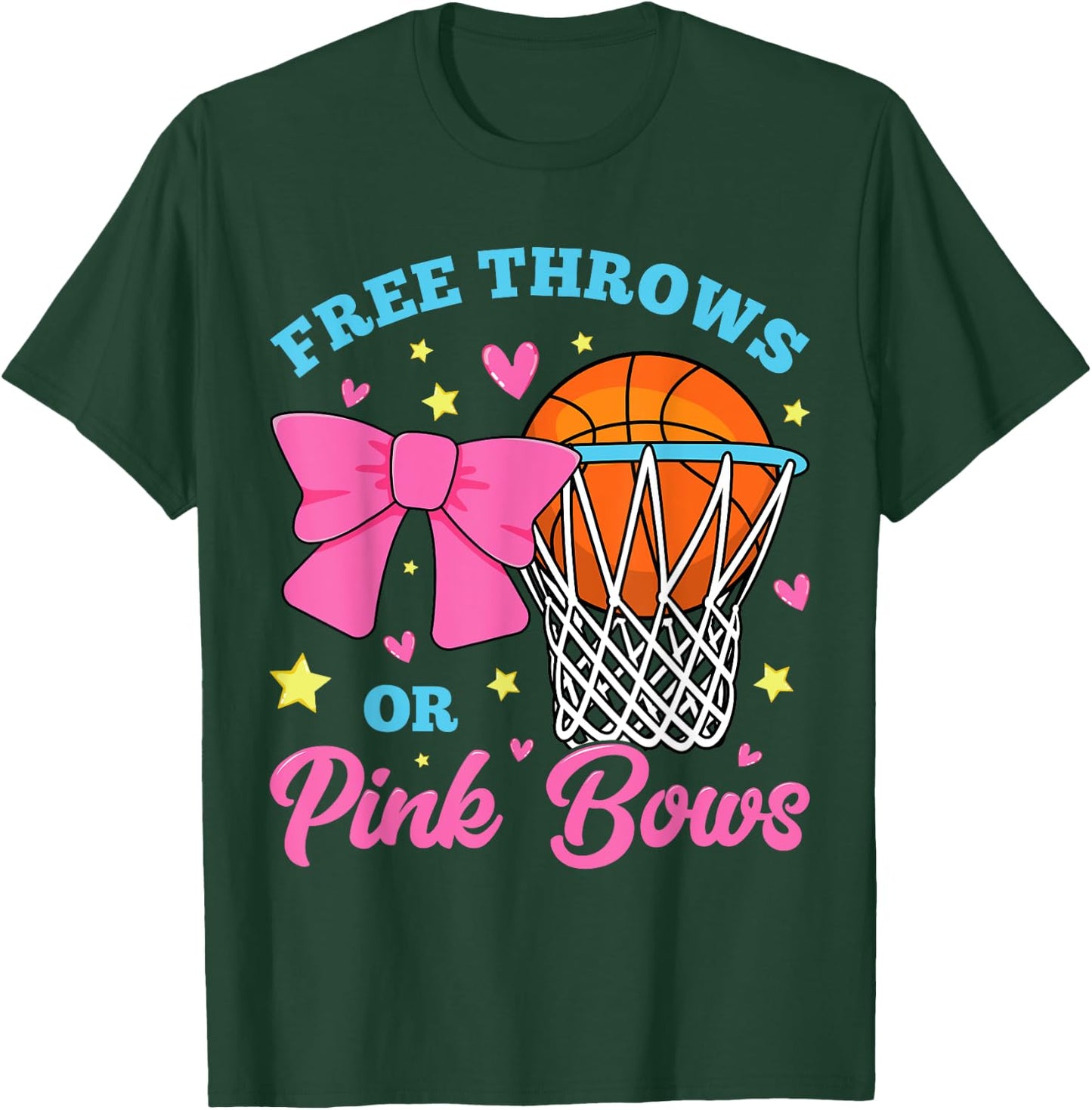 Free Throws or Pink Bows Pregnancy Pink Blue Gender Reveal T-Shirt - T-Shirt | Forest