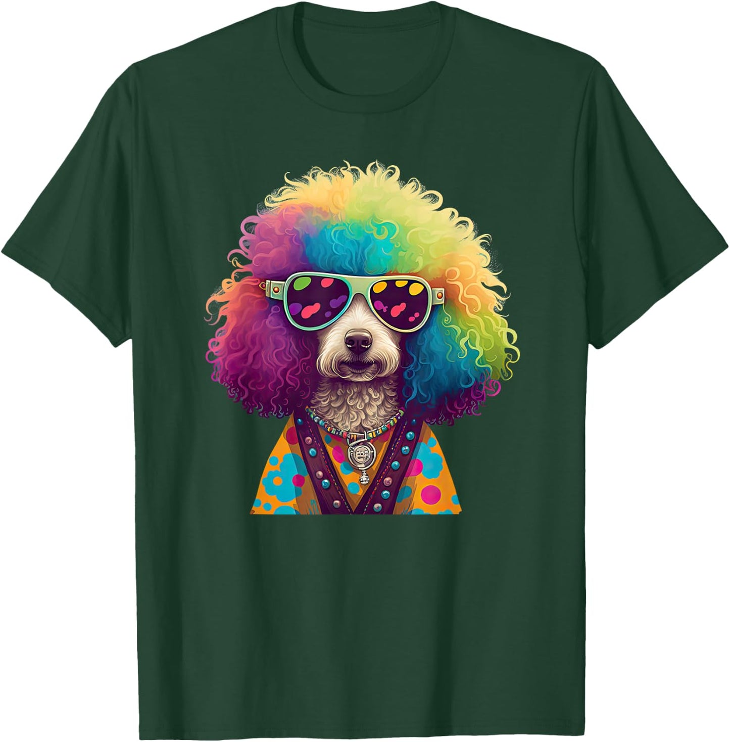 Funny Poodle Dog Miniature Poodle Toy Poodle Hippie Women Kids T-Shirt - T-Shirt | Forest