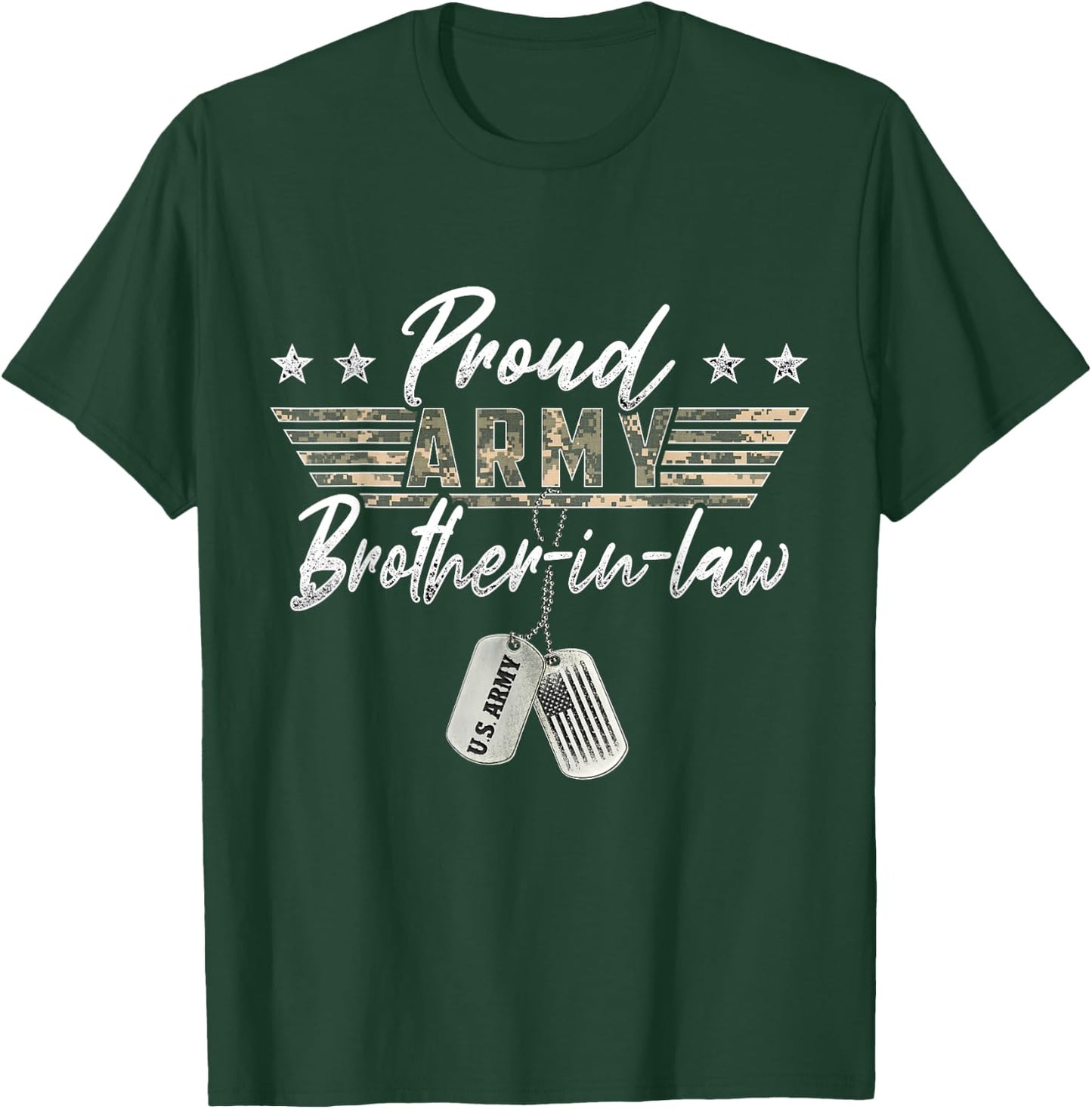Proud Army Brother-In-Law American Veteran Military T-Shirt - T-Shirt | Forest