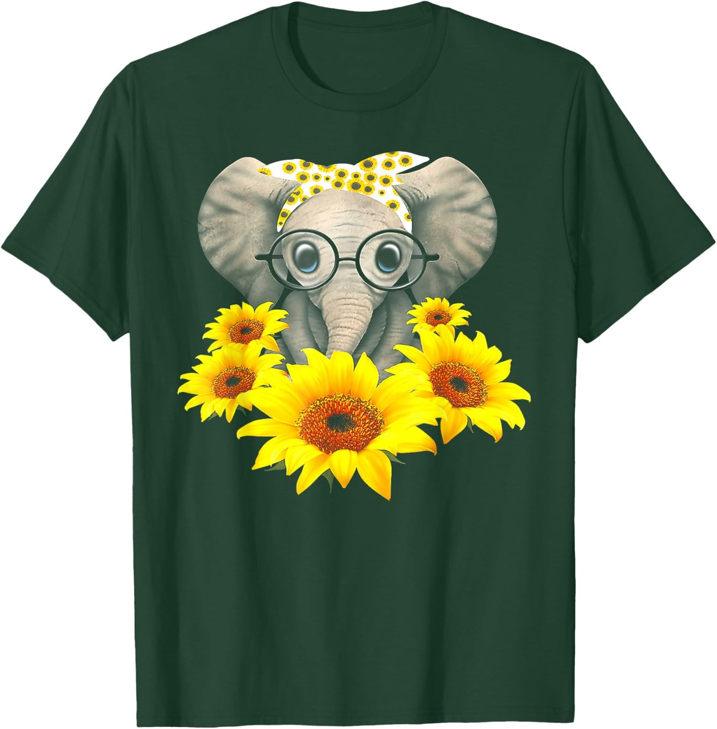 Sunflower Elephant Fun Elephant Animal Lover Gifts T-Shirt - T-Shirt | Forest