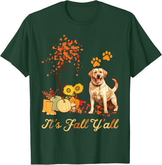 Labrador Retriever Fall Autumn Leaf Maple Tree Thanksgiving T-Shirt - T-Shirt | Forest