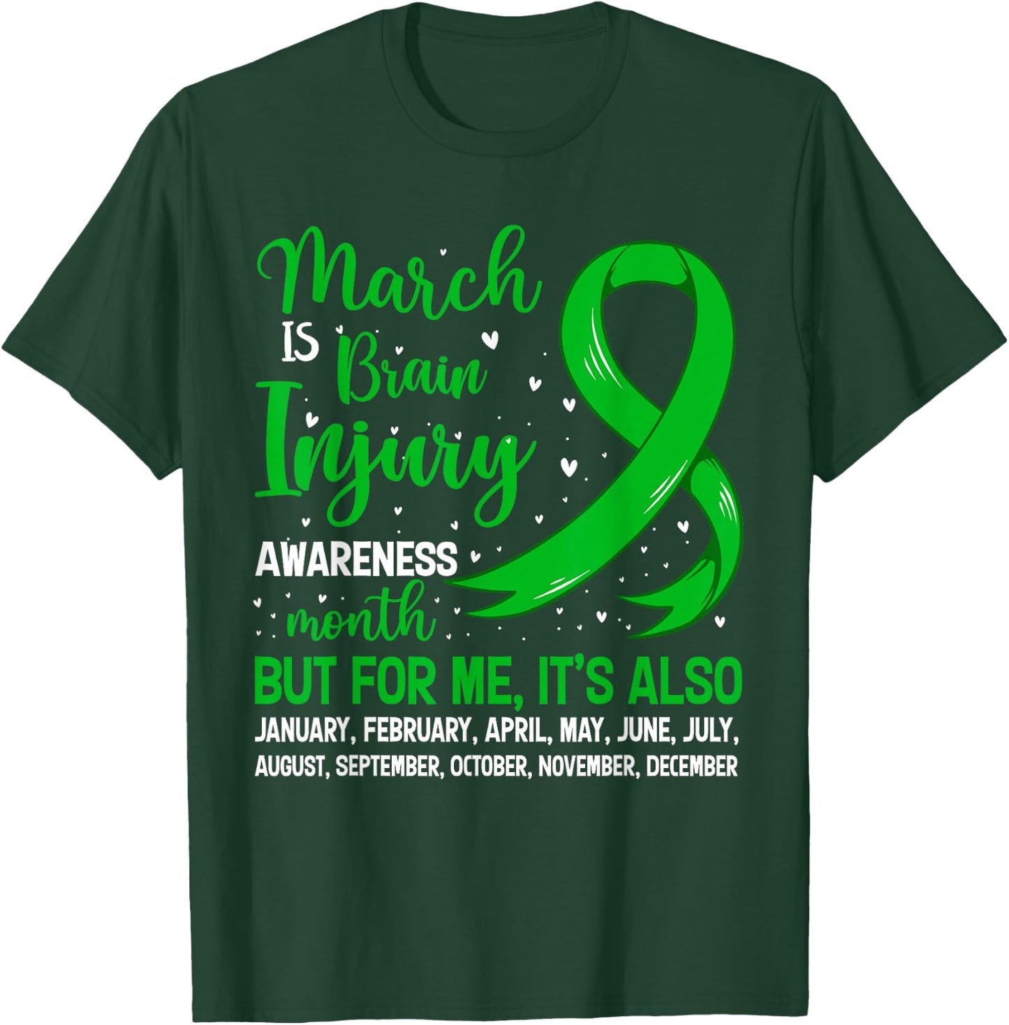 March Is Brain Injury Awareness Month Warrior Support T-Shirt - T-Shirt | Forest