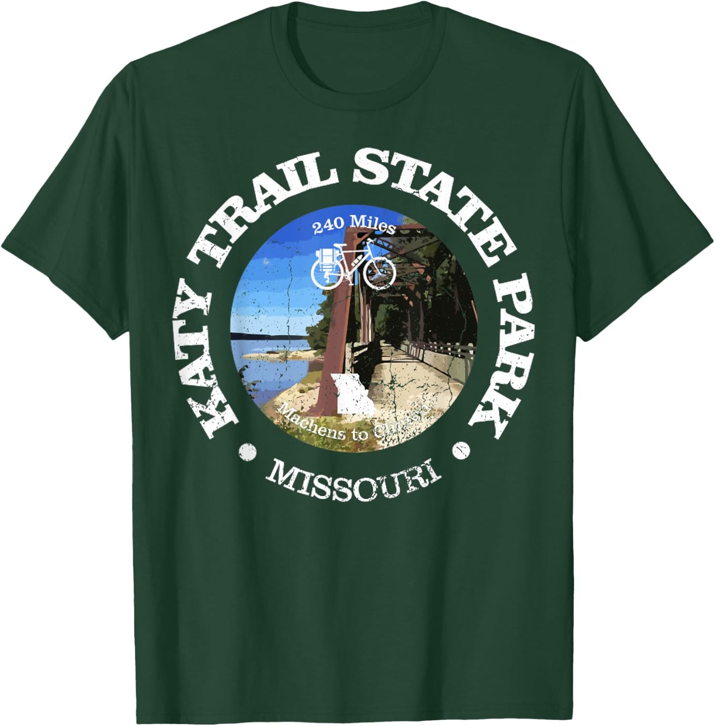 Vintage The Katy Trail State Park USA Missouri Retro Cycling T-Shirt - T-Shirt | Forest