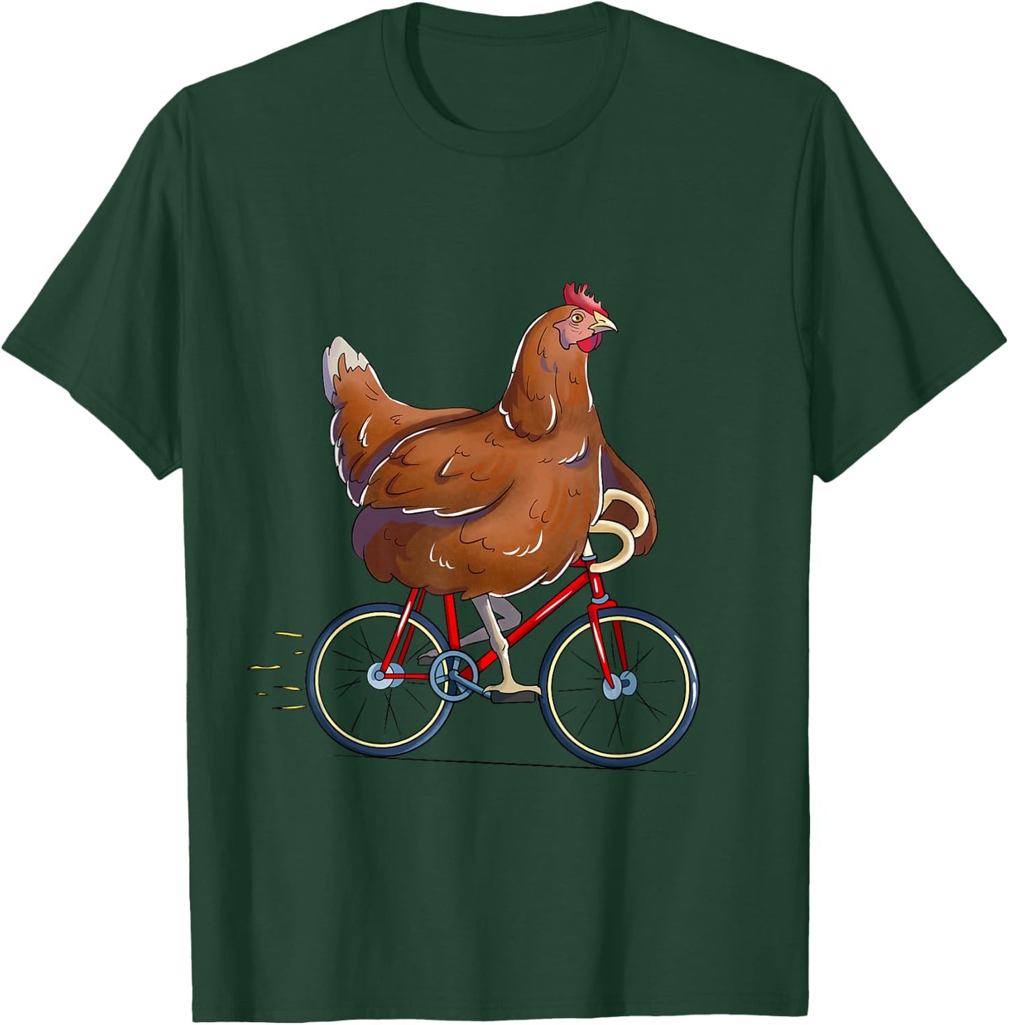 Chicken Riding Bicycle Cute Biker Cyclist T-Shirt - T-Shirt | Forest
