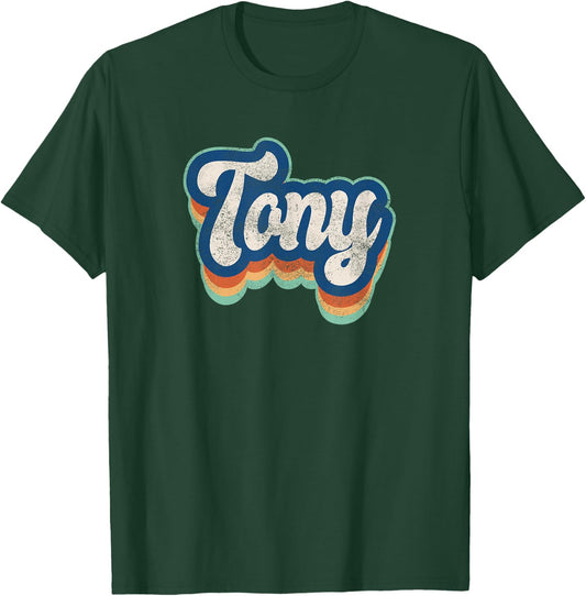 Tony First Name Boy Vintage Style 70s 80s Personalized T-Shirt - T-Shirt | Forest