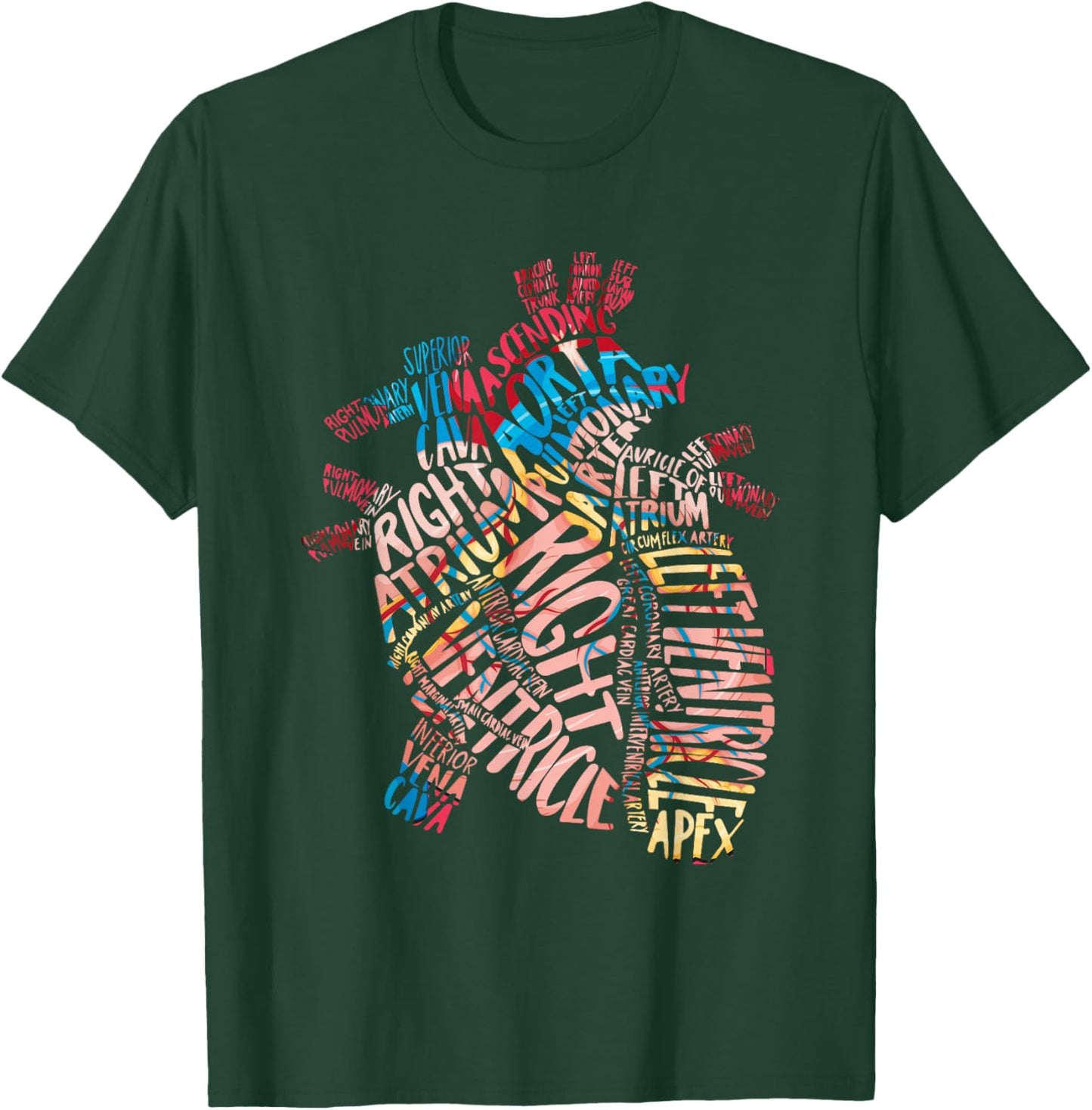 Anatomical Human Heart Cardiology Medical Cardiac Nurse T-Shirt - T-Shirt | Forest