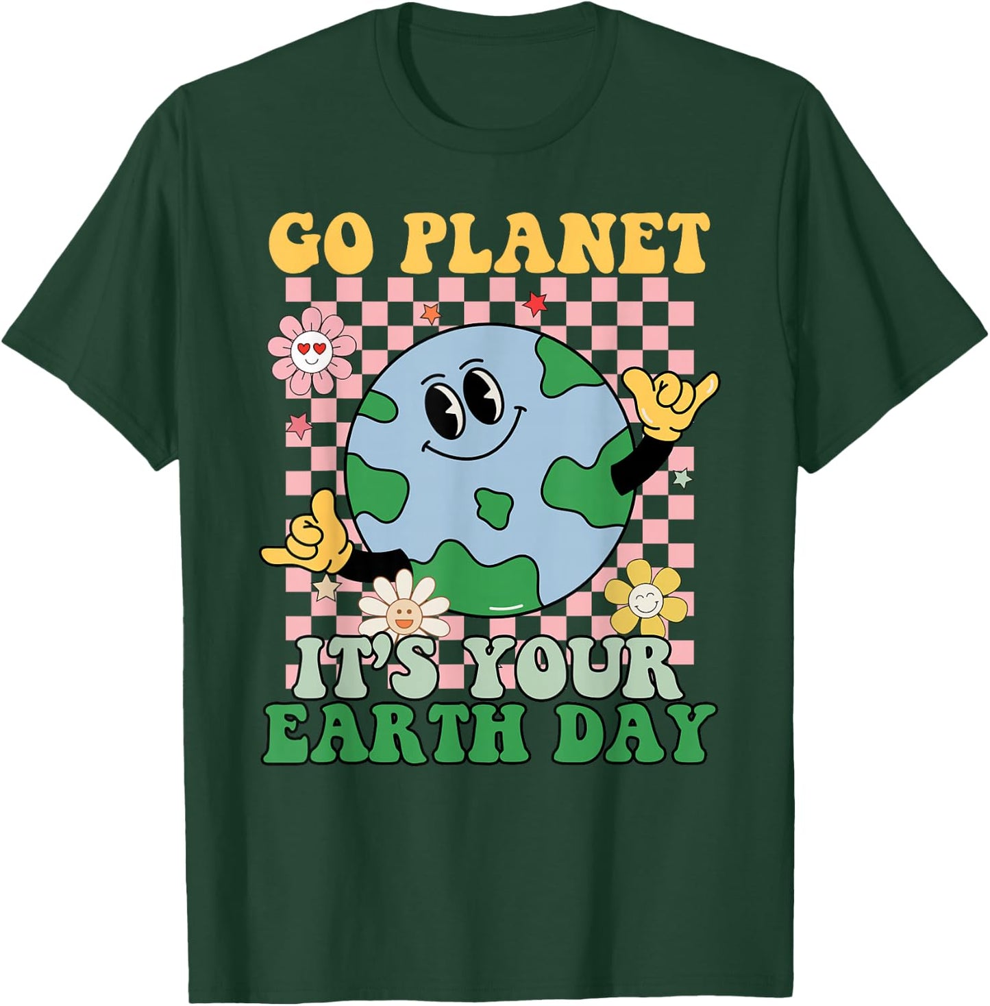 Go Planet Its Your Earth Day Peace Groovy Kids Boys Girls T-Shirt - T-Shirt | Forest
