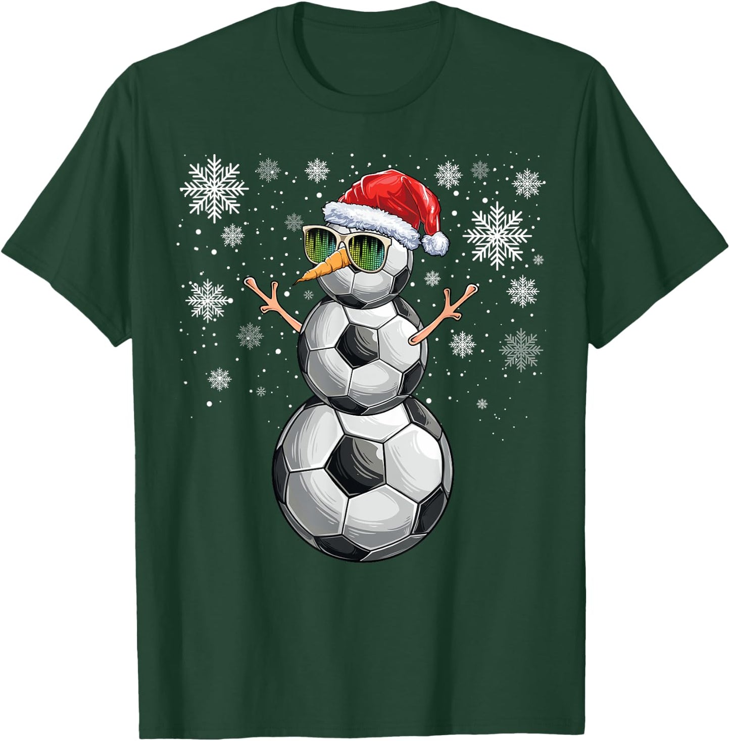 Snowman Soccer Ball Christmas Santa Boys Kids T-Shirt - T-Shirt | Forest