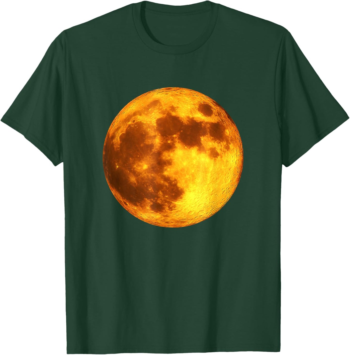 Full Moon Space Art -Amber Orange Moon T-Shirt - T-Shirt | Forest