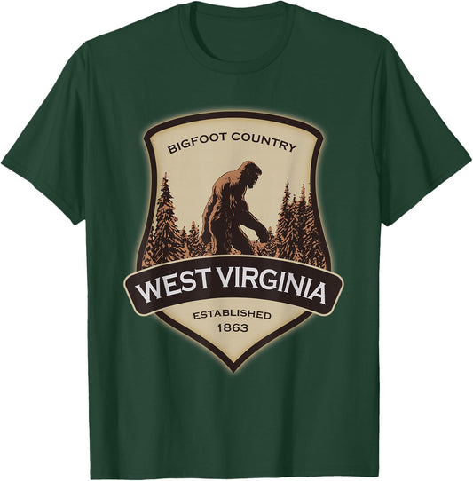 West Virginia and a Bigfoot, or a Sasquatch T-Shirt - T-Shirt | Forest
