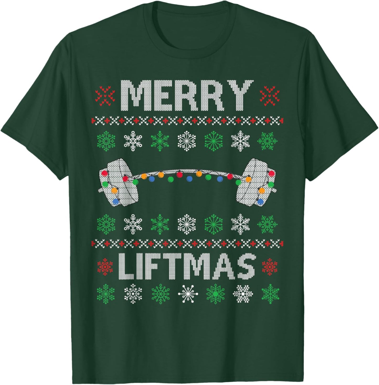 Merry Liftmas Funny Christmas Ugly Gym Workout Fitness T-Shirt - T-Shirt | Forest
