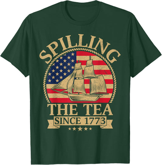 Spilling The Tea Since 1773 Vintage Us History Teacher Women Kids T-Shirt - T-Shirt | Forest