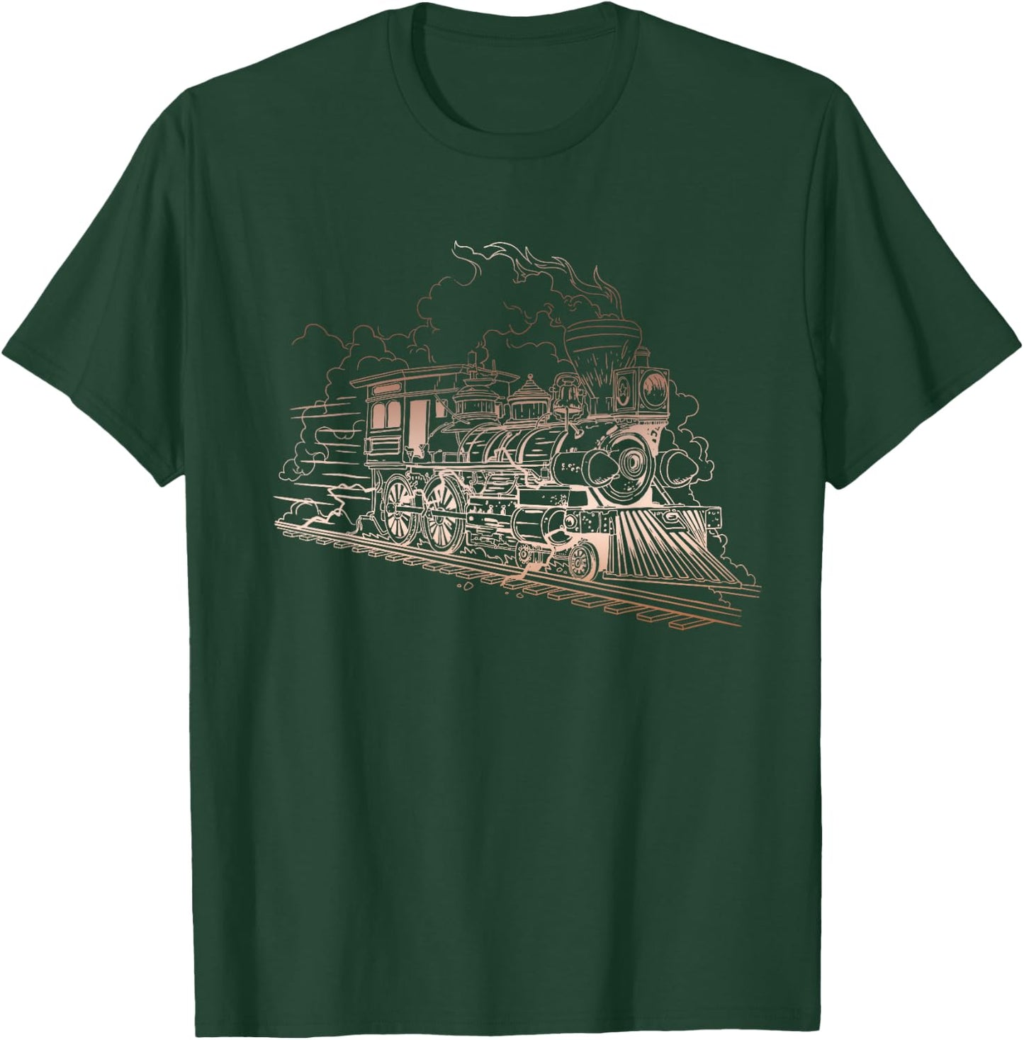 Railroad Steam Train Engineer Engine Conductor Locomotive T-Shirt - T-Shirt | Forest