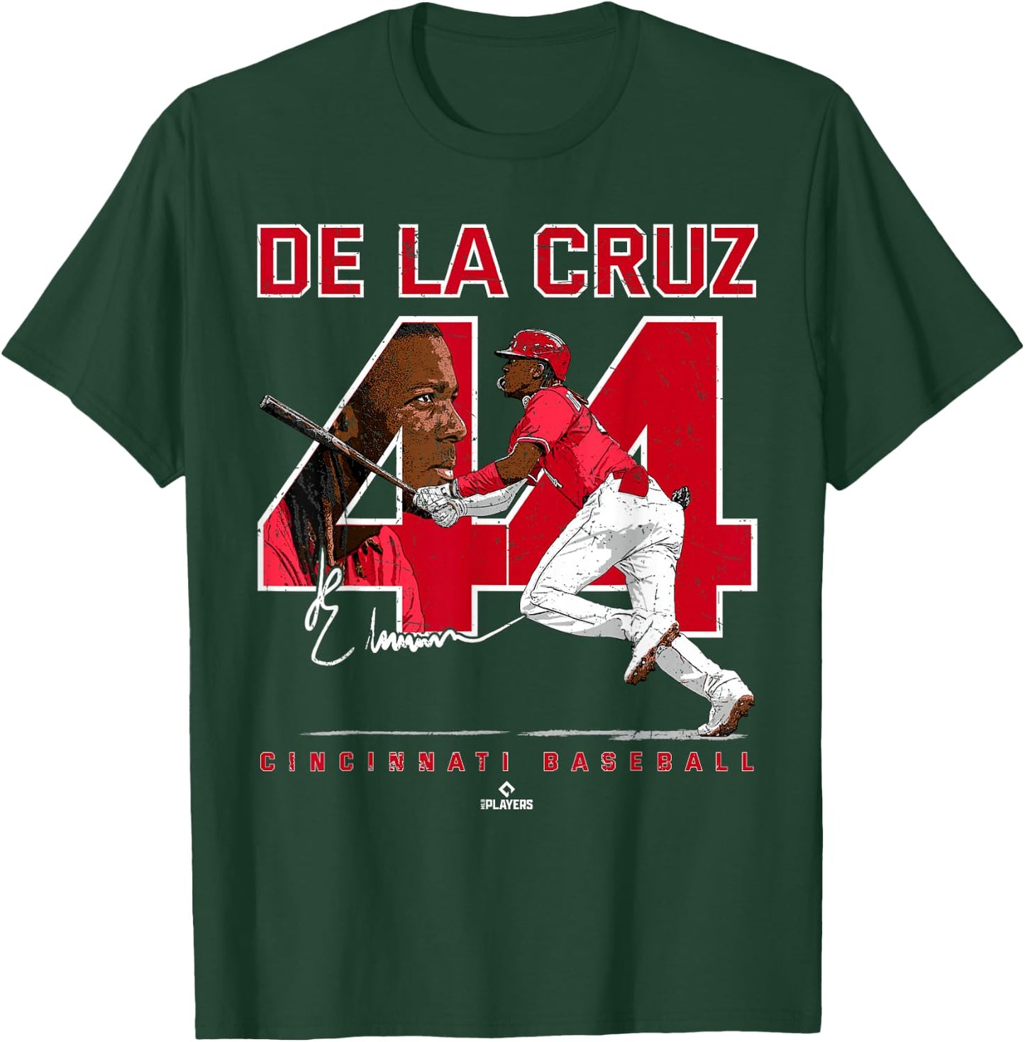Number & Portrait Elly De La Cruz Cincinnati MLBPA T-Shirt - T-Shirt | Forest