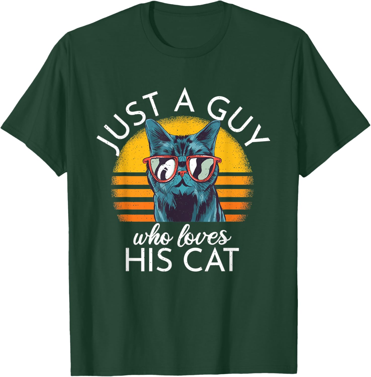Just a Guy Who Loves His Cat cats Retro Vinatge Women T-Shirt - T-Shirt | Forest