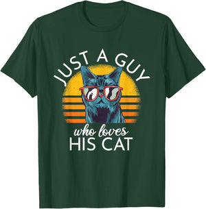 Just a Guy Who Loves His Cat cats Retro Vinatge Women T-Shirt - T-Shirt | Forest