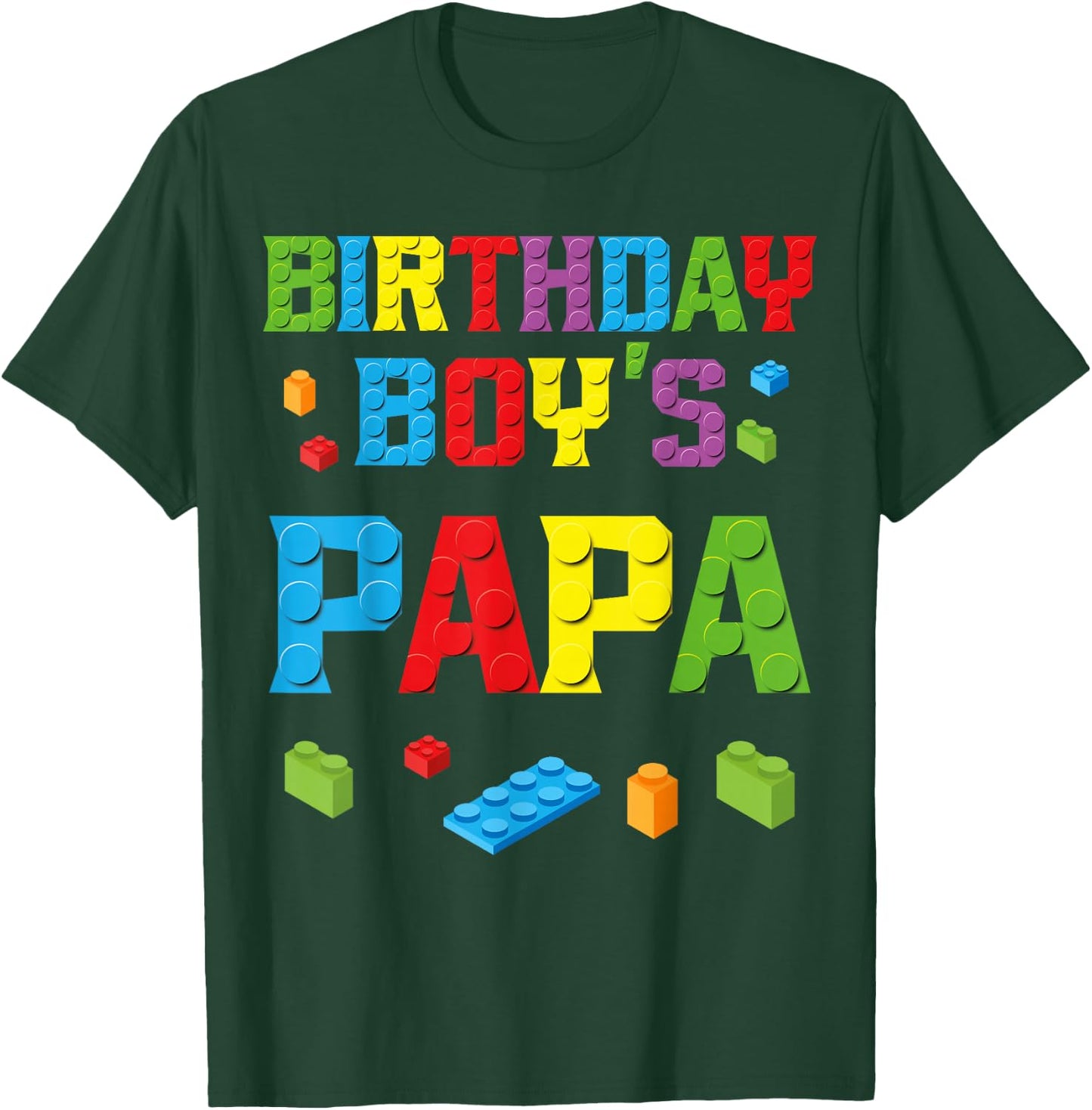 Master Builder Birthday Boy's Papa Building Bricks Blocks T-Shirt - T-Shirt | Forest