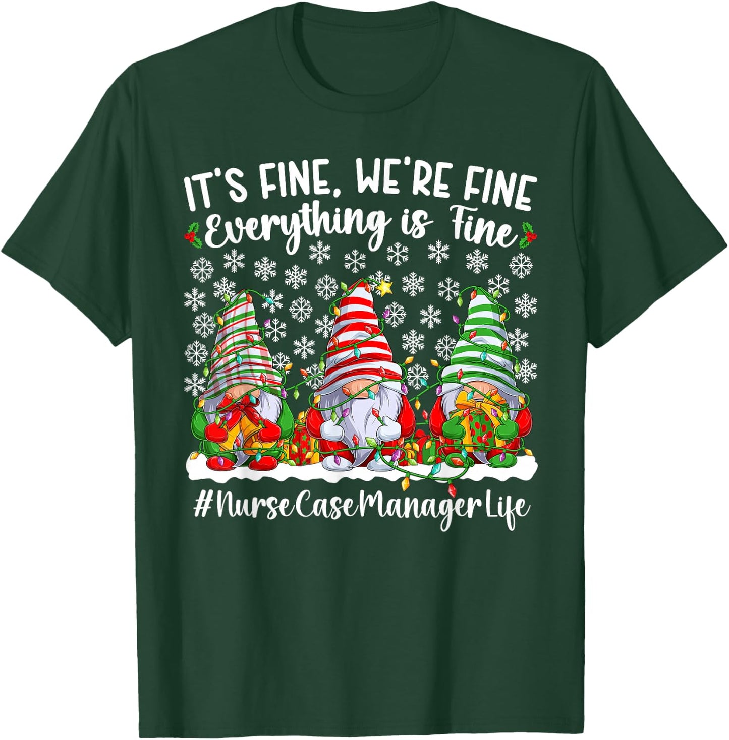 Funny Nurse Case Manager Christmas Case Management Xmas T-Shirt - T-Shirt | Forest