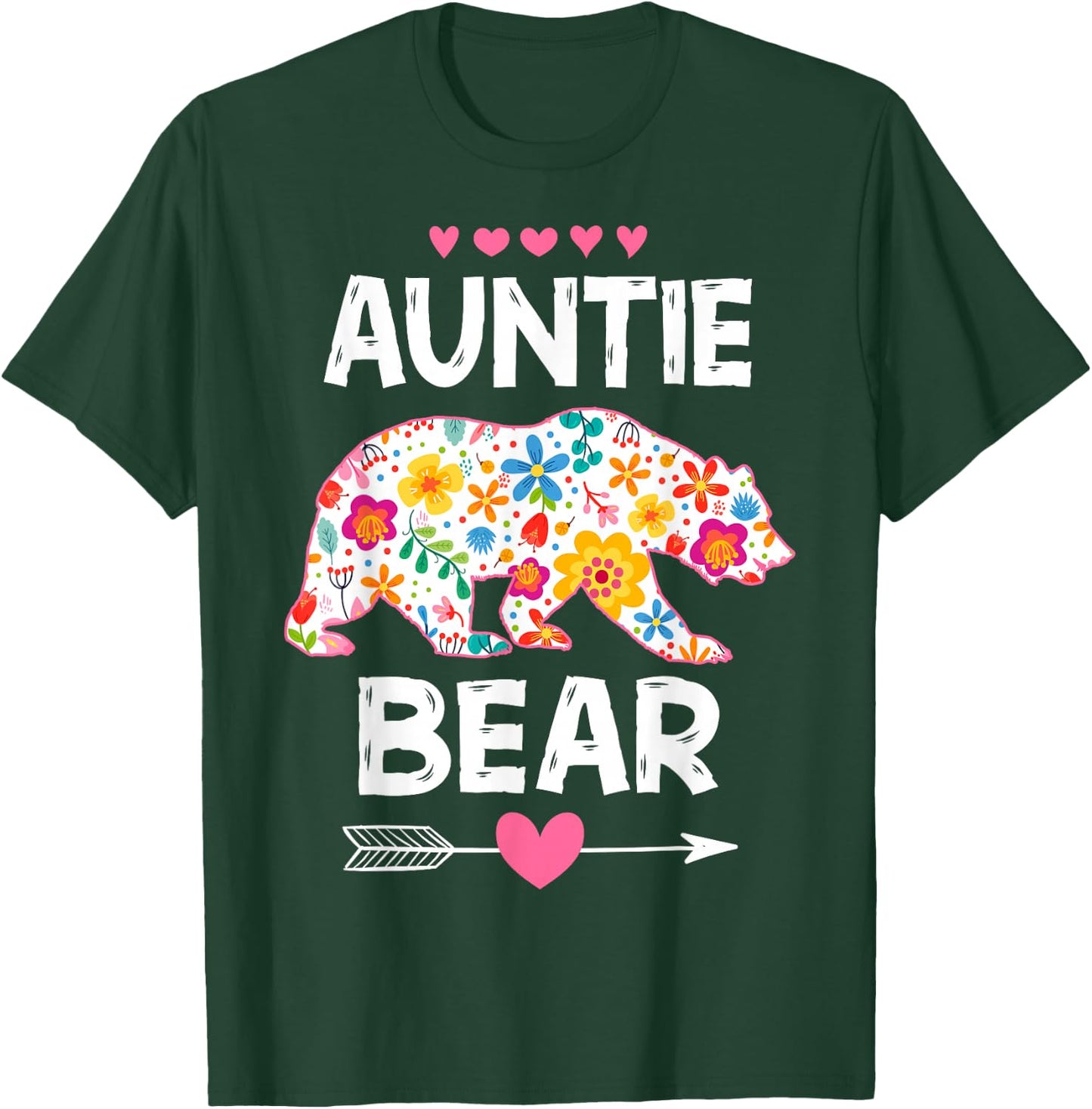 Auntie Bear Cute Floral Mother's Day Family Matching Party T-Shirt - T-Shirt | Forest