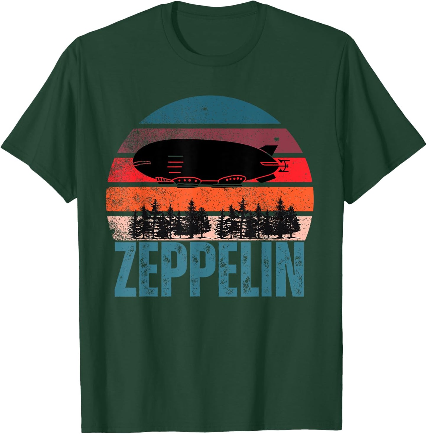 Retro Zeppelin 70s 80s Dirigible Airship Zepelin Zepplin T-Shirt - T-Shirt | Forest