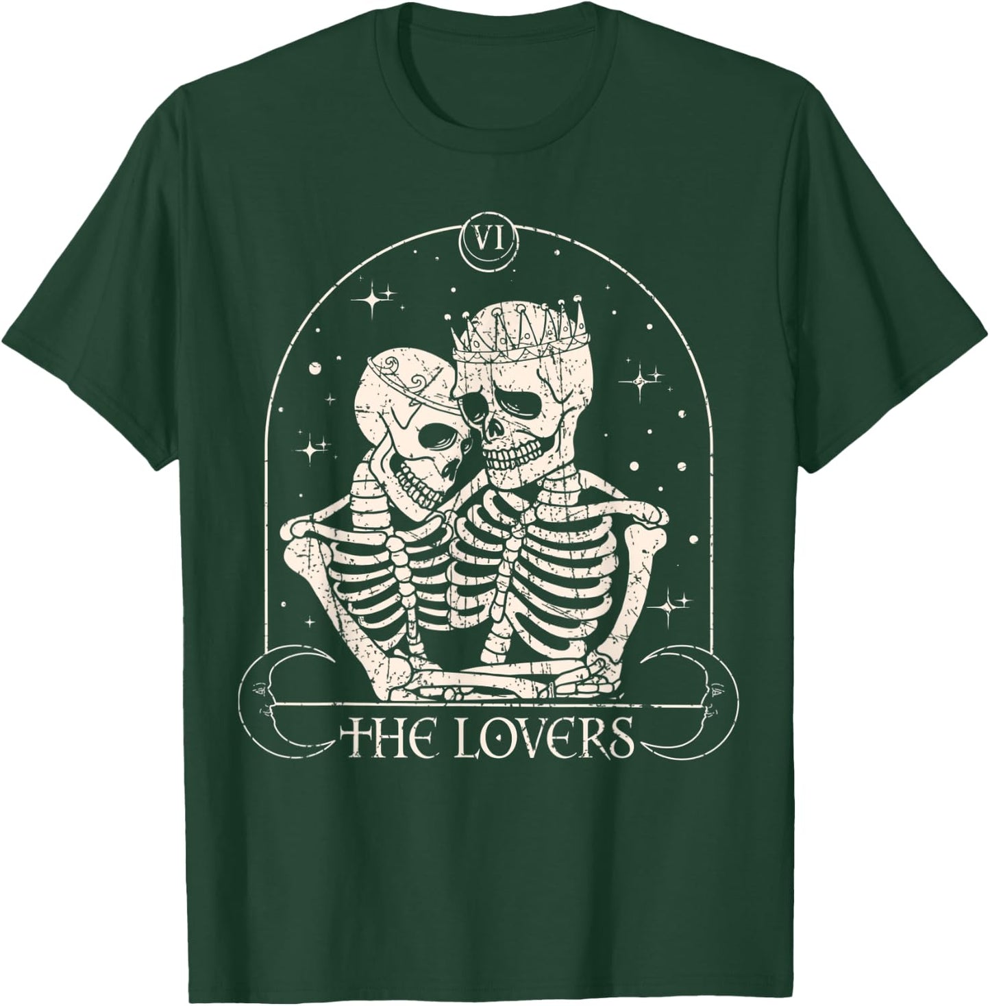 The Lovers Tarot Card Skeleton Valentines Day Halloween T-Shirt - T-Shirt | Forest