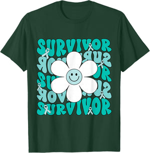 Ovarian Cancer Teal Ribbon Ovarian Cancer Survivor T-Shirt - T-Shirt | Forest