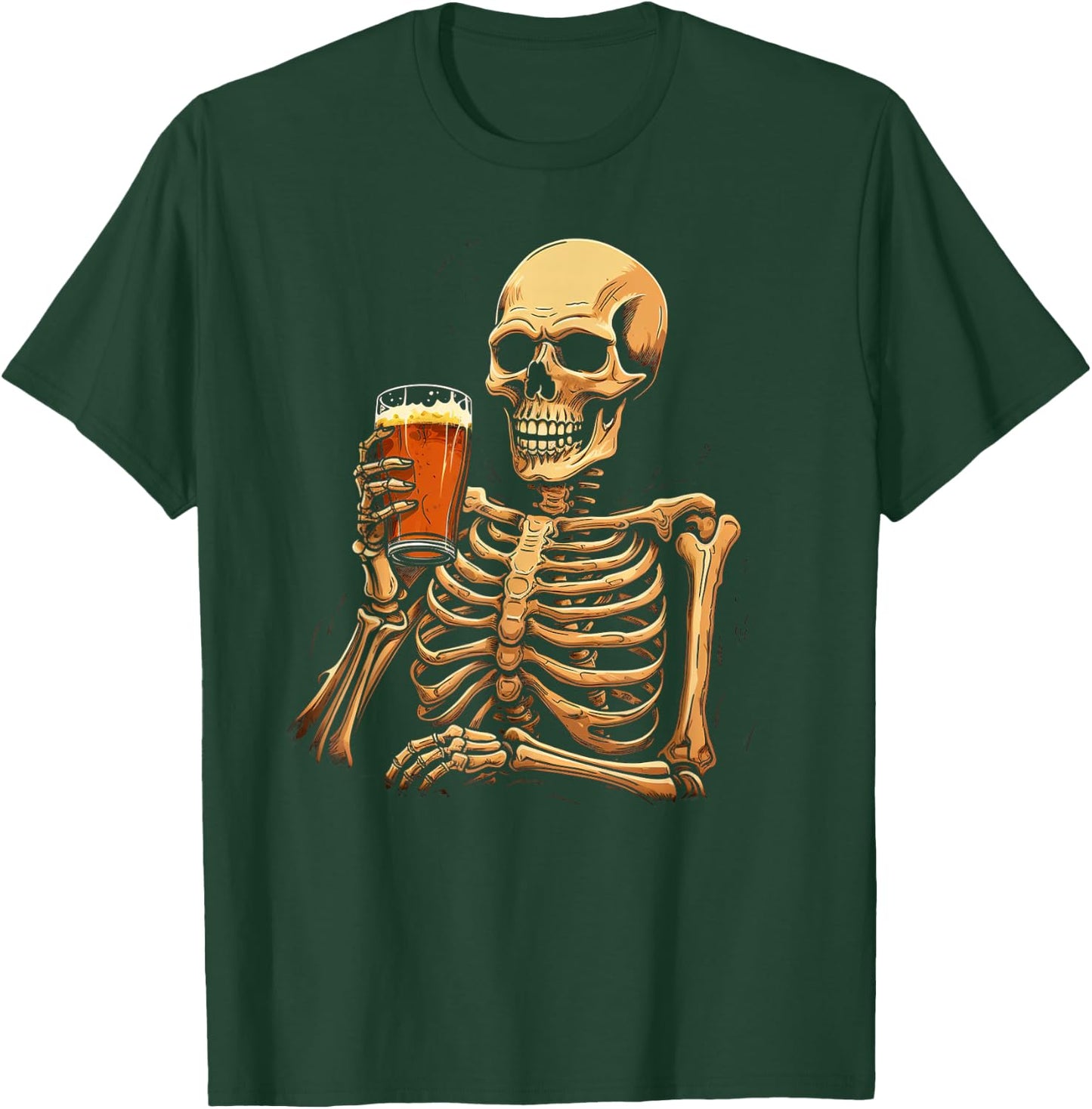 Skeleton Drinking Beer T-Shirt - T-Shirt | Forest