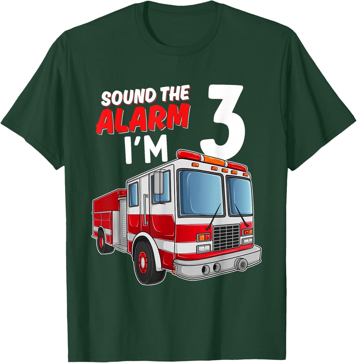 Kids Fire Truck 3rd Birthday 3 Years Old Boys Girls Kids T-Shirt - T-Shirt | Forest