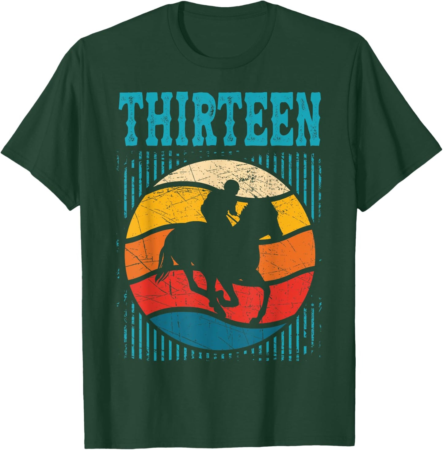 13th Birthday Horse Rider Fan 13 Years old Girls Boys T-Shirt - T-Shirt | Forest