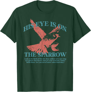 Vintage His Eye Is On The Sparrow Christian T-Shirt - T-Shirt | Forest