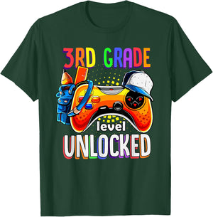 Gamer Back To School Gamepad 3rd Third Grade Level Unlocked T-Shirt - T-Shirt | Forest