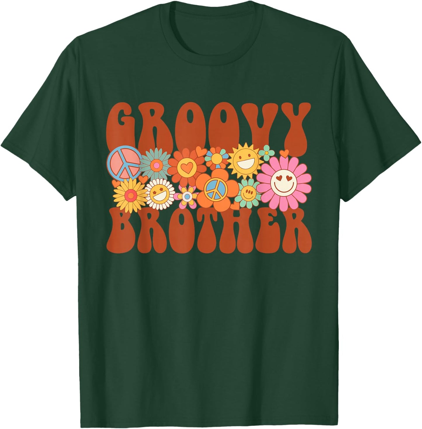 Retro Groovy Brother Matching Family Party Mother's Day T-Shirt - T-Shirt | Forest