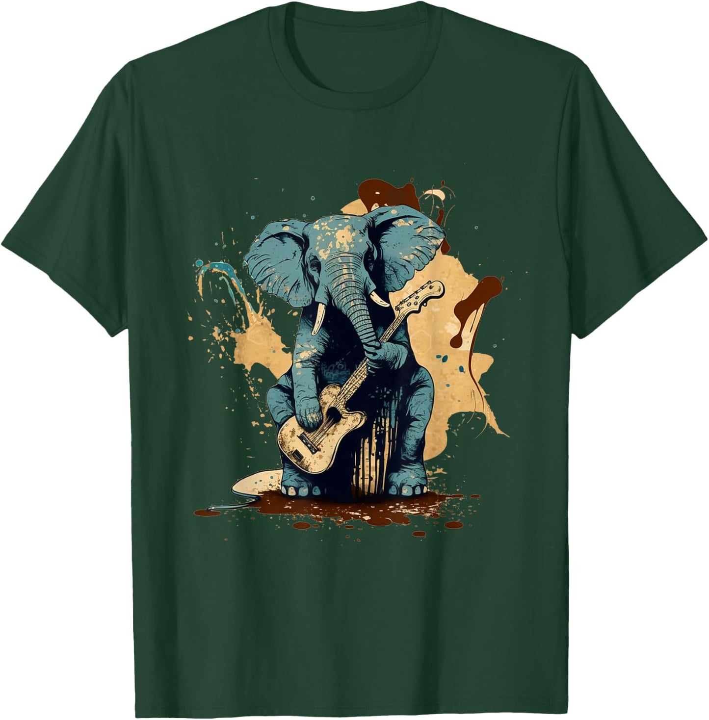 Rock & Roll Elephant playing a guitar T-Shirt - T-Shirt | Forest