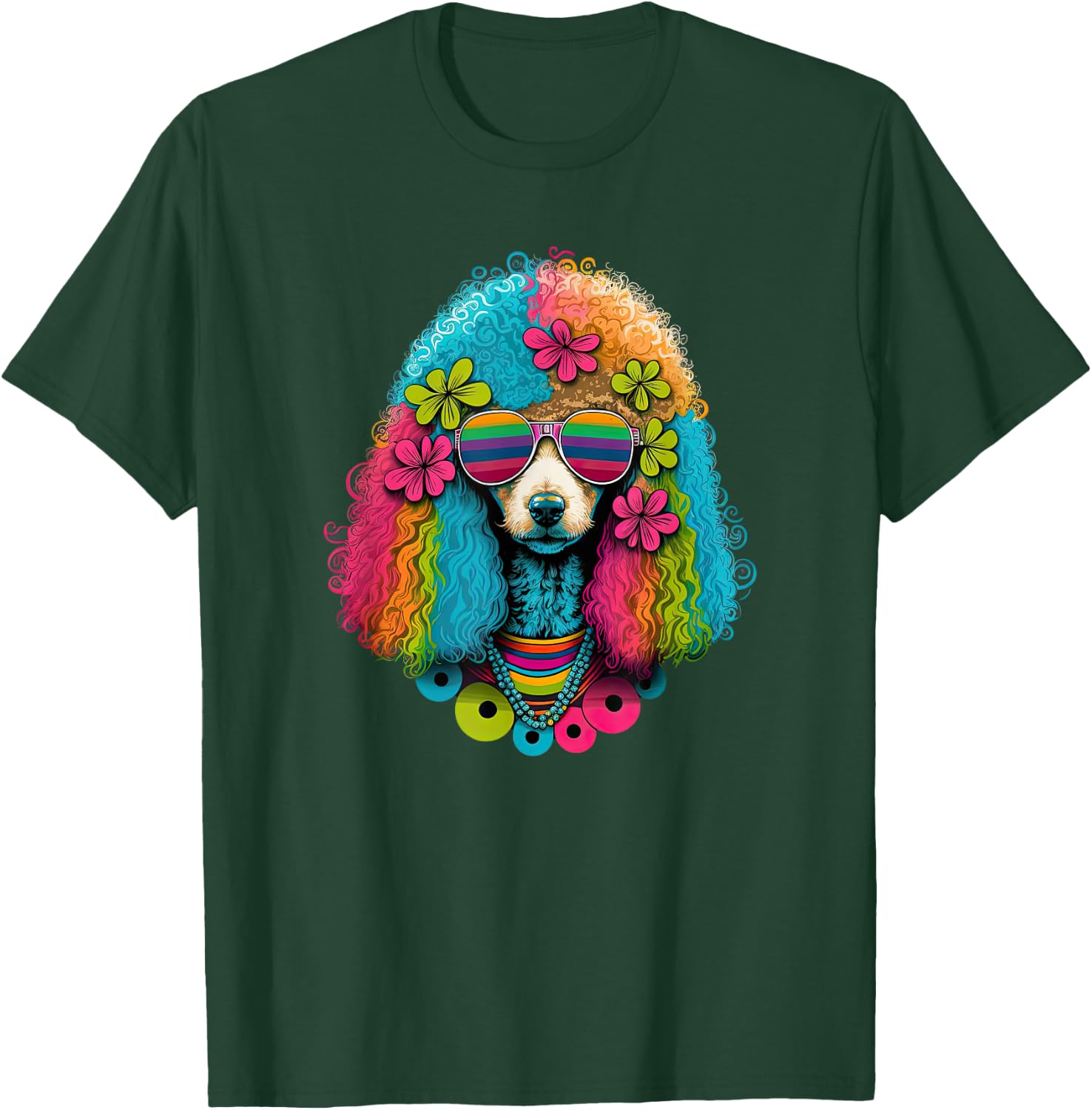 Funny Poodle Dog Miniature Poodle Toy Poodle Hippie Women Girls Kids T-Shirt - T-Shirt | Forest