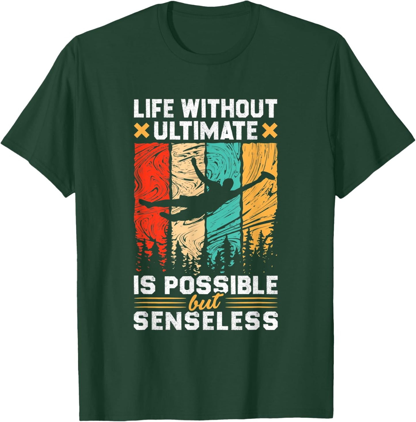 Retro Ultimate Frisbee Player Men Women Vintage Flying Disc T-Shirt - T-Shirt | Forest