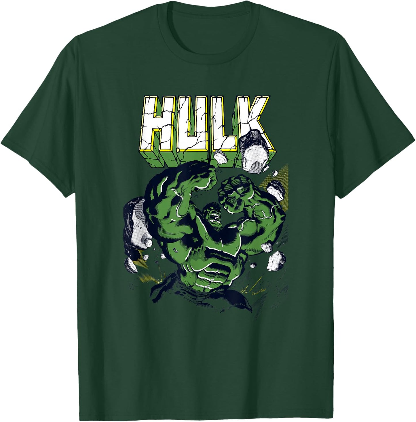 Marvel Comics Retro Classic Hulk Smashing Through Rubble T-Shirt - T-Shirt | Forest