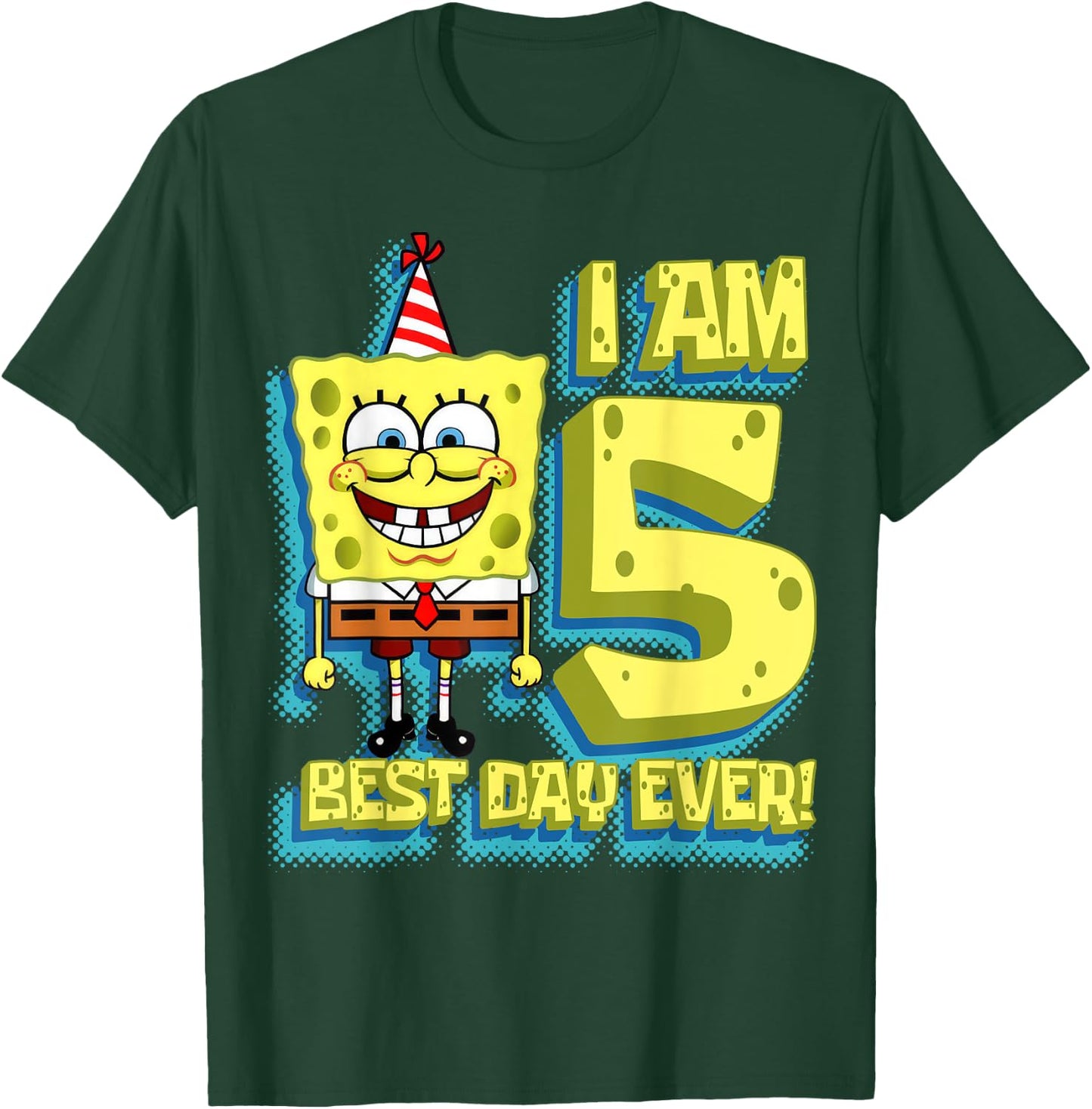 Mademark x SpongeBob SquarePants - SpongeBob SquarePants Birthday I am 5 Best Day Ever T-Shirt - T-Shirt | Forest