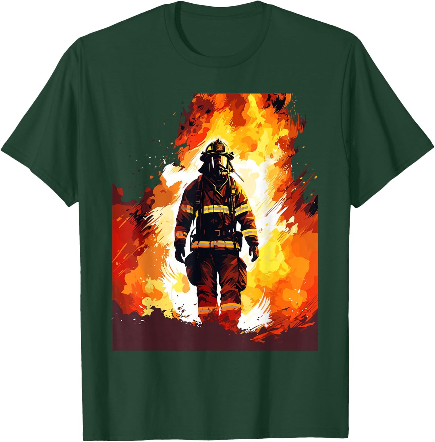 Firefighter Flames - Firefighter & Fireman T-Shirt - T-Shirt | Forest