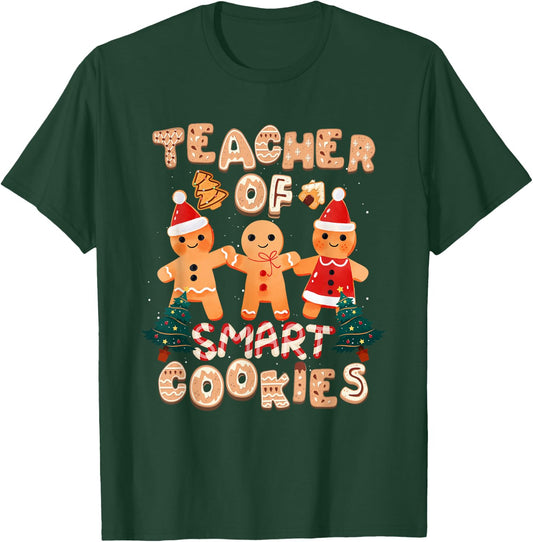 Christmas Teacher Cute Gingerbread Cookies Funny Holiday T-Shirt - T-Shirt | Forest