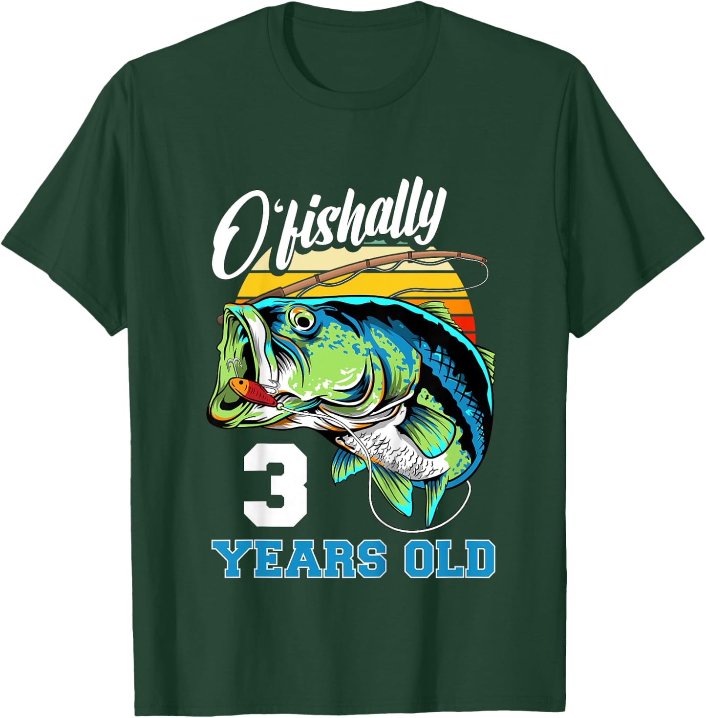 Ofishally 3 Years Old Fisherman 3rd Birthday Fishing T-Shirt - T-Shirt | Forest