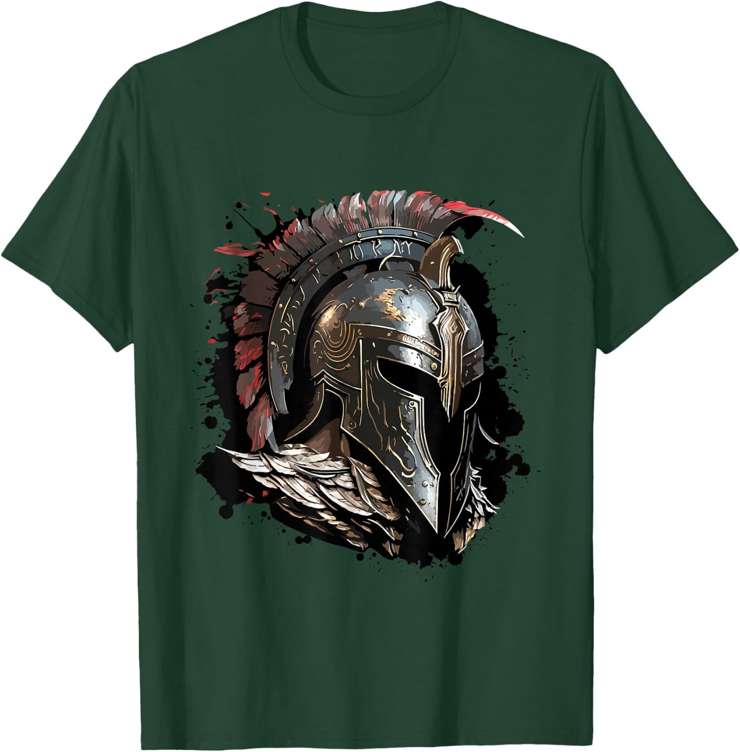 Spartan Helmet Warrior Gladiator Gym Fitness Workout T-Shirt - T-Shirt | Forest