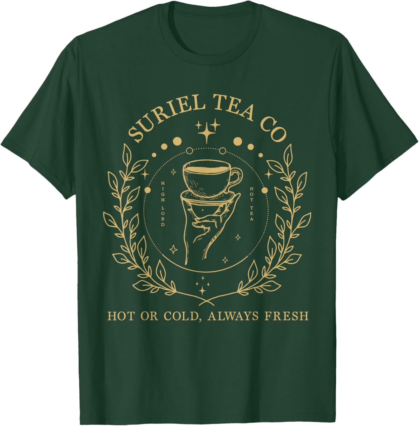 Suriel Tea Co, Spill The Tea Mystical Retro Floral Flowers T-Shirt - T-Shirt | Forest