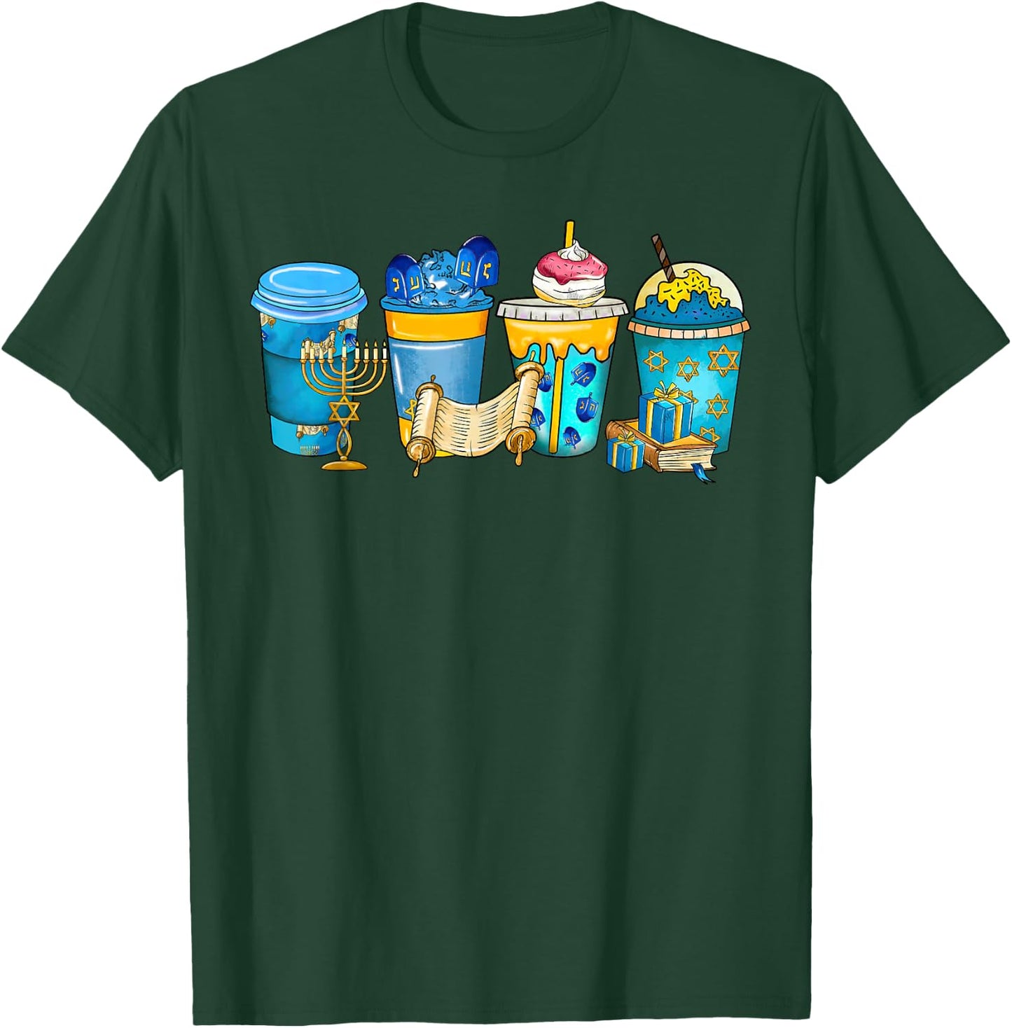 Happy Hanukkah 2022 Hakunnah Drink Menorah Hanukkah Coffee T-Shirt - T-Shirt | Forest