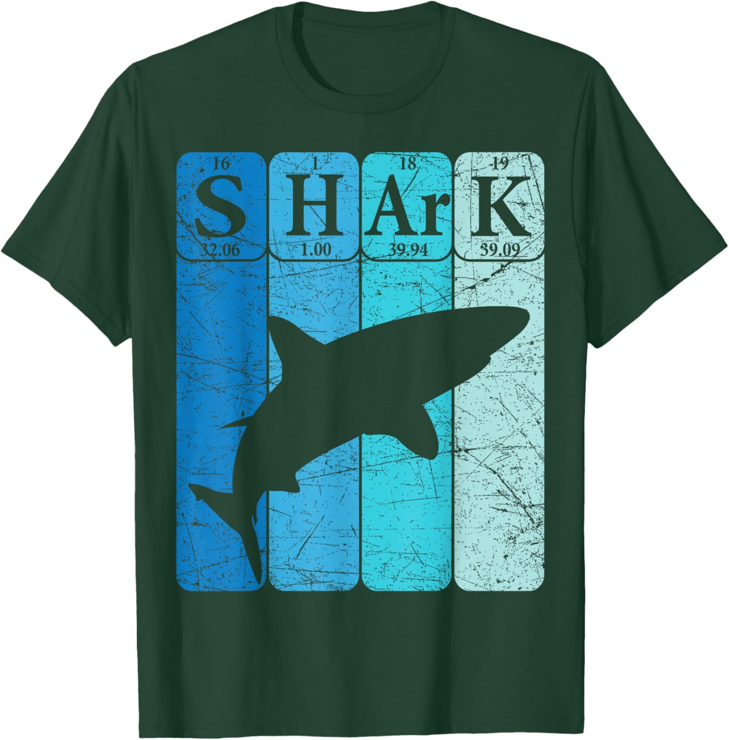 Shark Periodic Table Elements Retro Shark Selachimorphaphile T-Shirt - T-Shirt | Forest