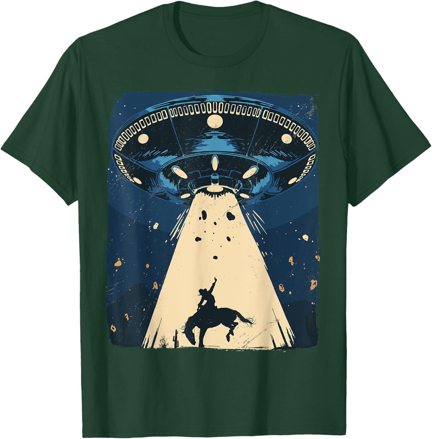 Alien Abduction Outer Space Western Rodeo Cowboy T-Shirt - T-Shirt | Forest