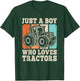 Just A Boy Who Loves Tractors Farming Farm Funny Boys Farmer T-Shirt - T-Shirt | Forest