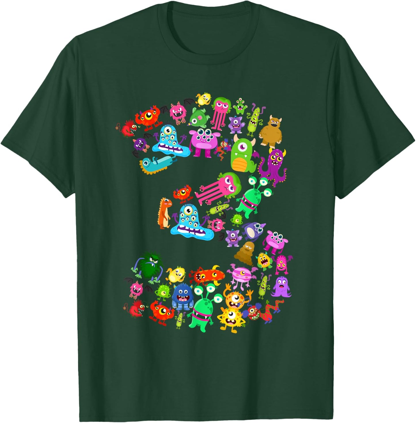 Little Monster 3 Three Years Old 3rd Birthday Party Monsters T-Shirt - T-Shirt | Forest