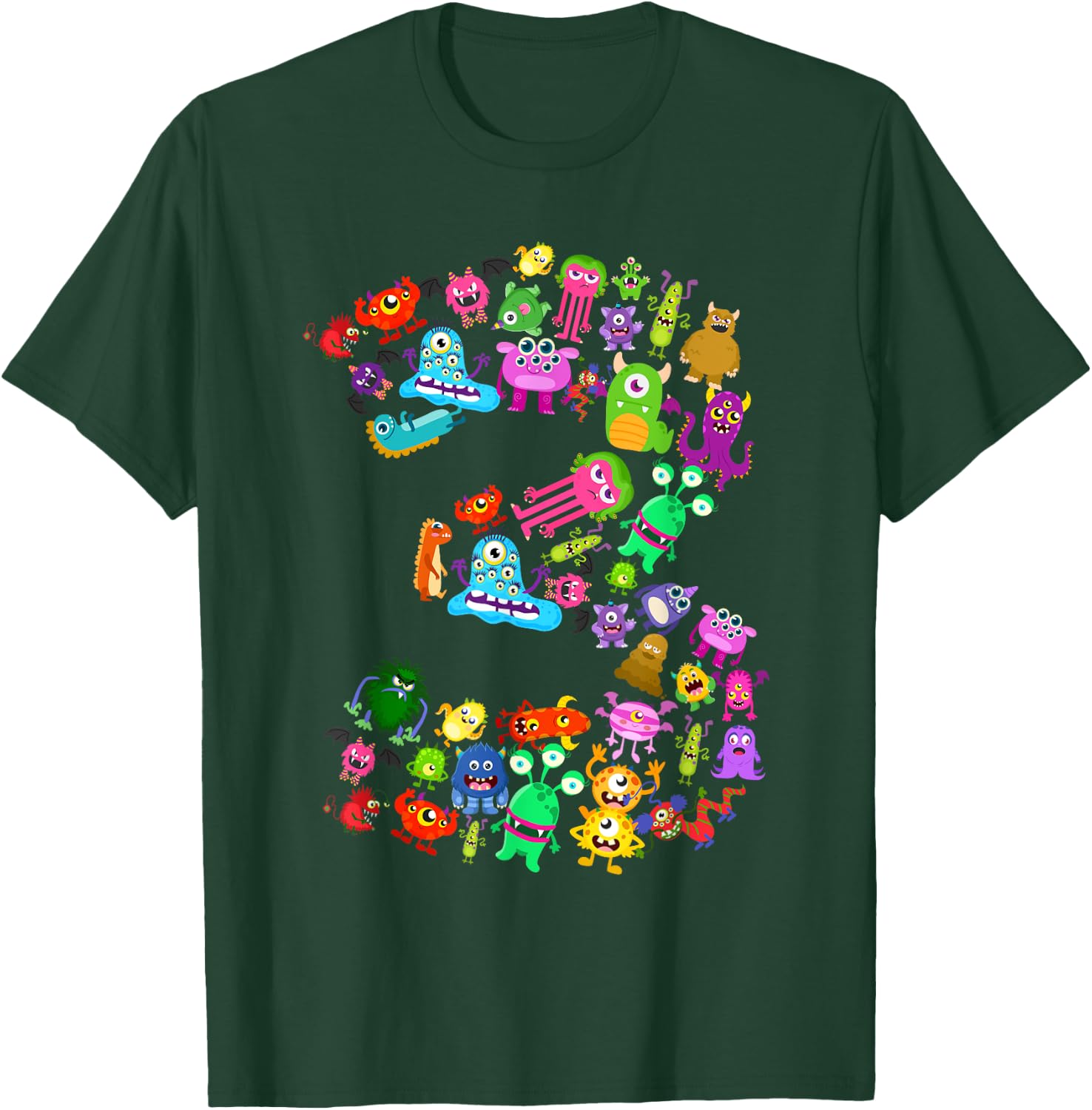 Little Monster 3 Three Years Old 3rd Birthday Party Monsters T-Shirt - T-Shirt | Forest
